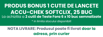 La 2 cutii Fora 6 se acorda produs bonus 1 cutie lancere Accu-Chek Softclix