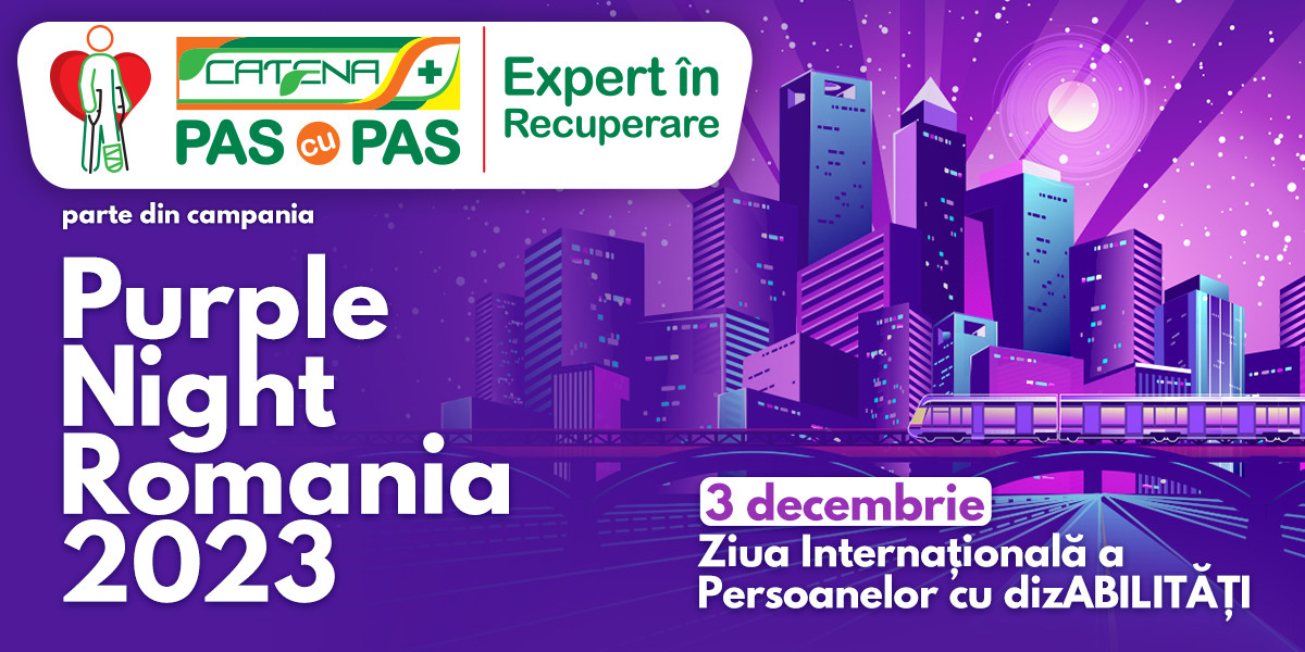 Catena Pas cu Pas, parte din campania Purple Night Romania de sustinere a persoanelor cu dizabilitati