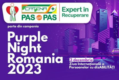 Catena Pas cu Pas, parte din campania Purple Night Romania de sustinere a persoanelor cu dizabilitati