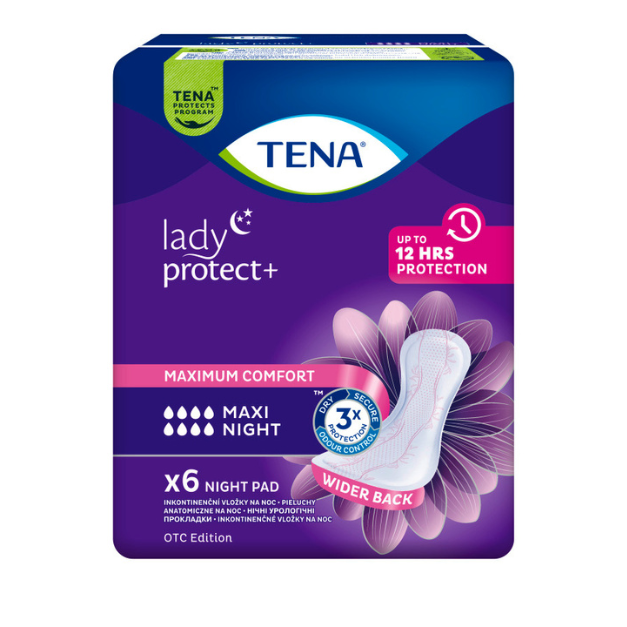 Absorbante incontinenta urinara TENA Lady Protect, Maxi Night, 6 bucati