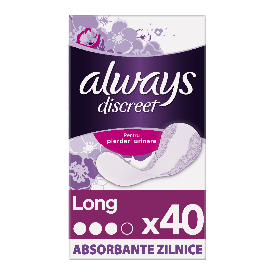 Absorbante zilnice incontinenta urinara, Always Discreet Liners Large, 40 bucati