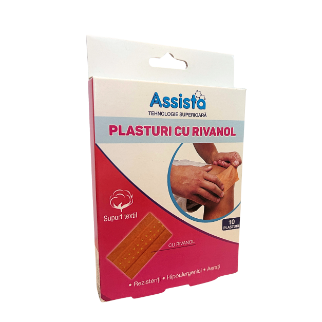 Assista Plasturi cu Rivanol 60 mm x 100 mm, 10 buc