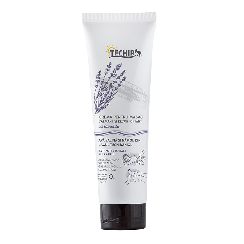 Crema cu lavanda pentru masaj calmant si reconfortant, 125 g, Techir