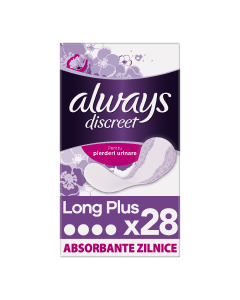 Absorbante zilnice incontinenta urinara, Always Discreet Liners Long Plus, 28 bucati