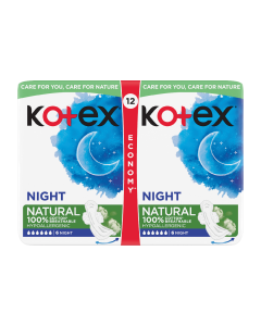 Absorbante Natural Night, 12 bucati, Kotex 