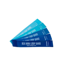 Set 5 mini benzi elastice REA Tape Mix, 5 niveluri de rezistenta, Albastru