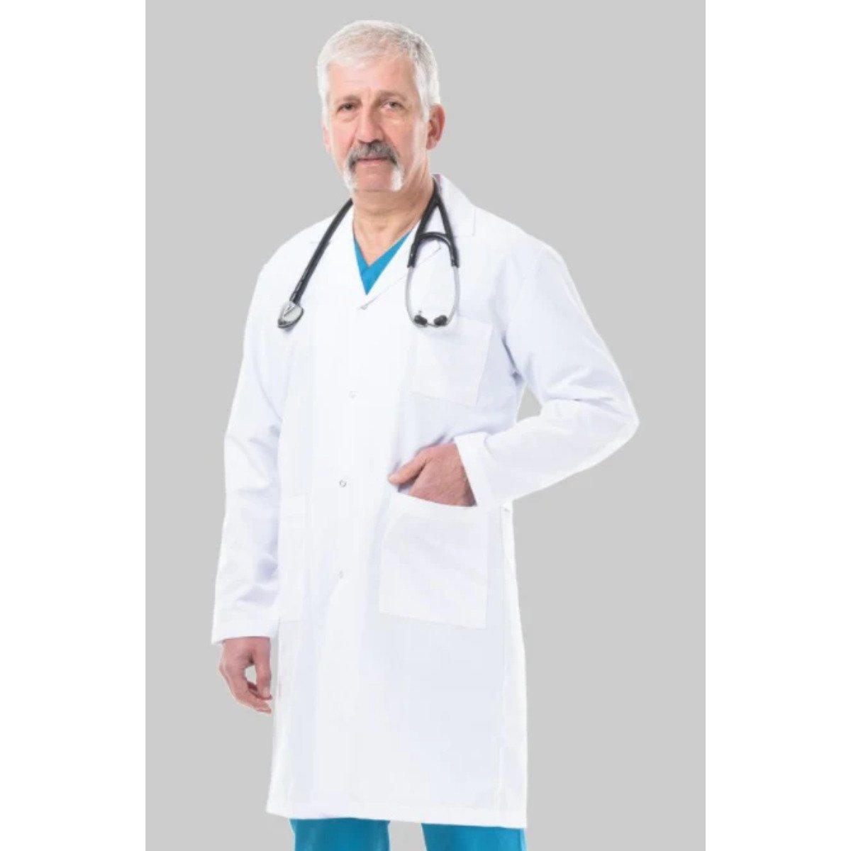 Halat medical pentru barbati alb - Dr. Rever Long - XL