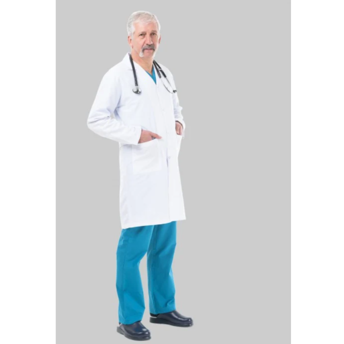 Halat medical pentru barbati alb - Dr. Rever Long - XL