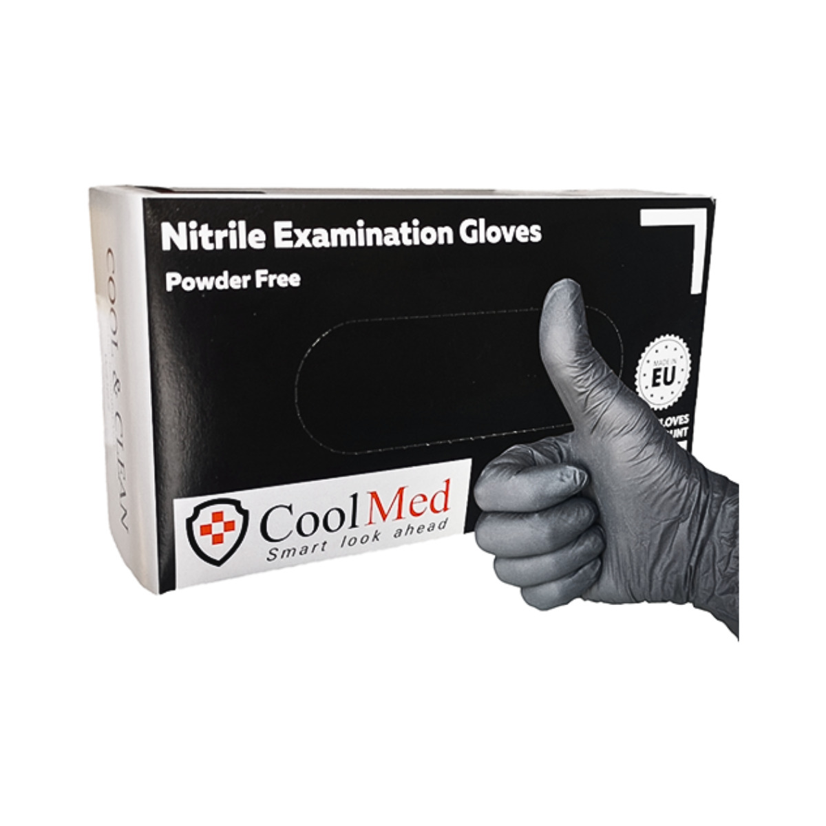 Manusi examinare nitril negre x 100 buc, CoolMed - L