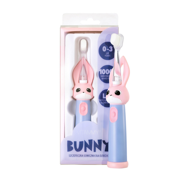 Periuta de dinti electrica Vitammy Bunny Pink, pentru copii 0-3 ani