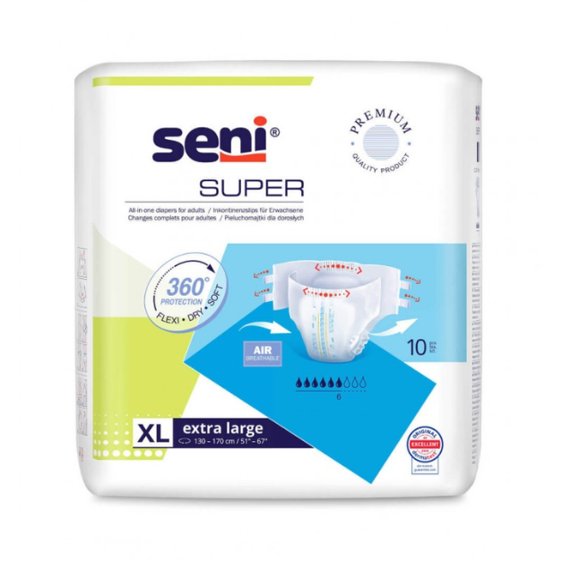 Scutece Seni Super Air Extra Large, 10 buc