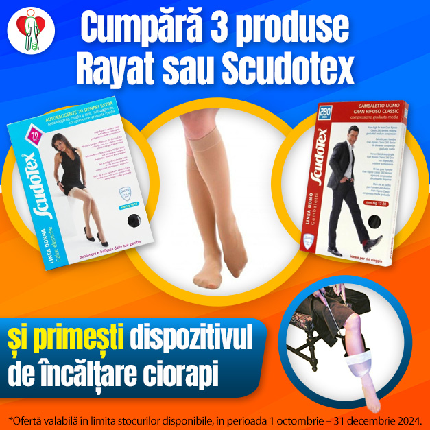 La 3 ciorapi compresivi  Scudotex sau Rayat primesti un dispozitiv pentru incaltarea ciorapilor